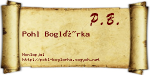 Pohl Boglárka névjegykártya